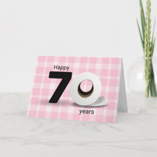70th Birthday Toilet Paper Roll on Plaid Card