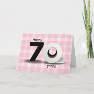 70th Birthday Toilet Paper Roll on Plaid Card