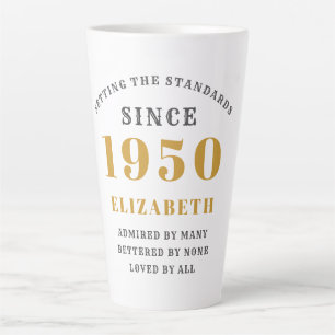 70th Birthday Typography Born 1950 Add Your Name Latte Mug