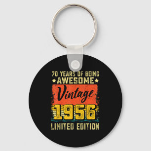 70th Birthday Vintage 1956 70 Years Old Decoration Key Ring