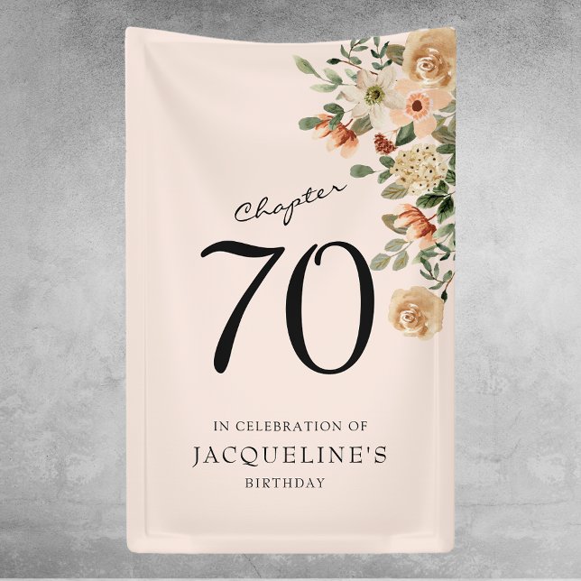 70th Birthday Vintage Floral Banner (70th Birthday floral Banner)