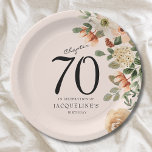 70th Birthday Vintage Floral Paper Plate<br><div class="desc">Discover the perfect addition to your loved one's 70th birthday celebration with these Vintage Floral Paper Plates from Zazzle. Durable, stylish, and elegant, these plates will add a touch of sophistication to the party and create a picture-perfect atmosphere for capturing those cherished memories. These plates can make this milestone birthday...</div>