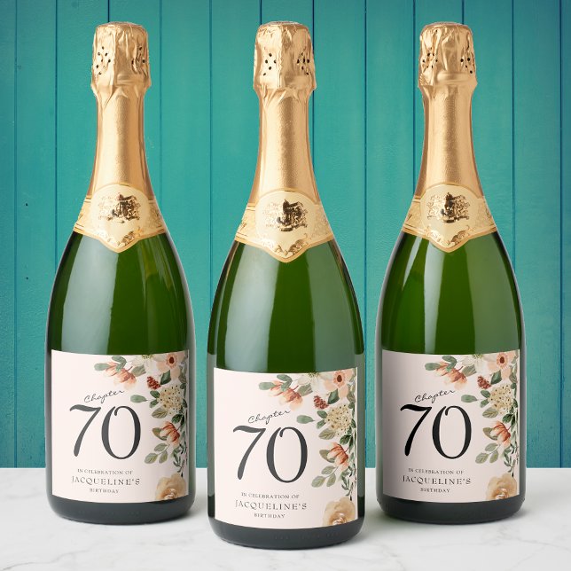 70th Birthday Vintage Floral Sparkling Wine Label (70th Birthday Vintage Floral Sparkling Wine Label.
Make any sparkling wine bottle special.)