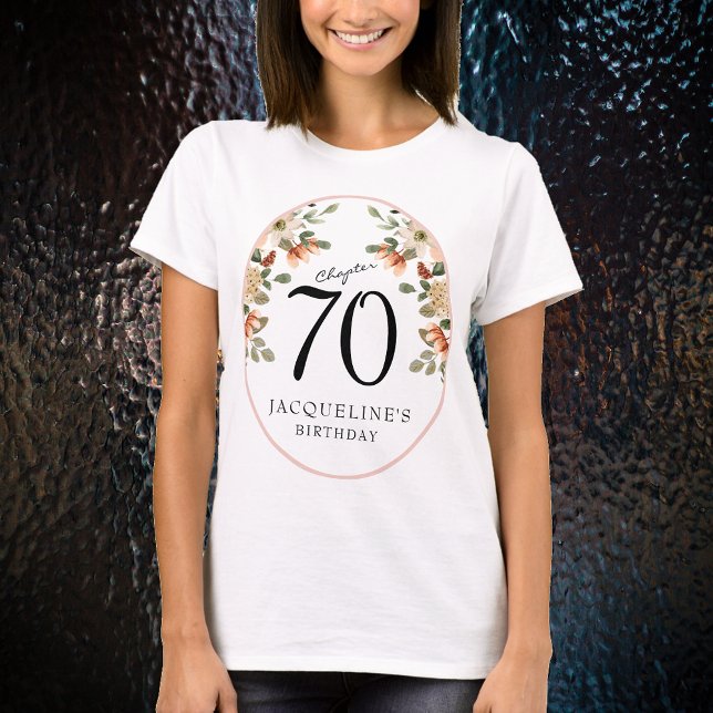 70th Birthday Vintage Floral T-Shirt (Discover how our elegant personalized 70th Birthday Vintage Floral t-shirts can transform your party)