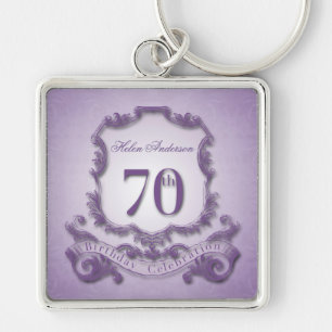 70th Birthday Vintage Frame personalised keychain