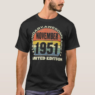 70th Birthday Vintage Legendary Awesome Epic Novem T-Shirt