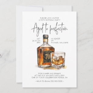 70th Birthday Whiskey Invitation Party Invite Men
