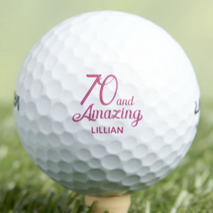 70th Birthday Wife Gift – Pink 70 and Amazing Love Golf Balls