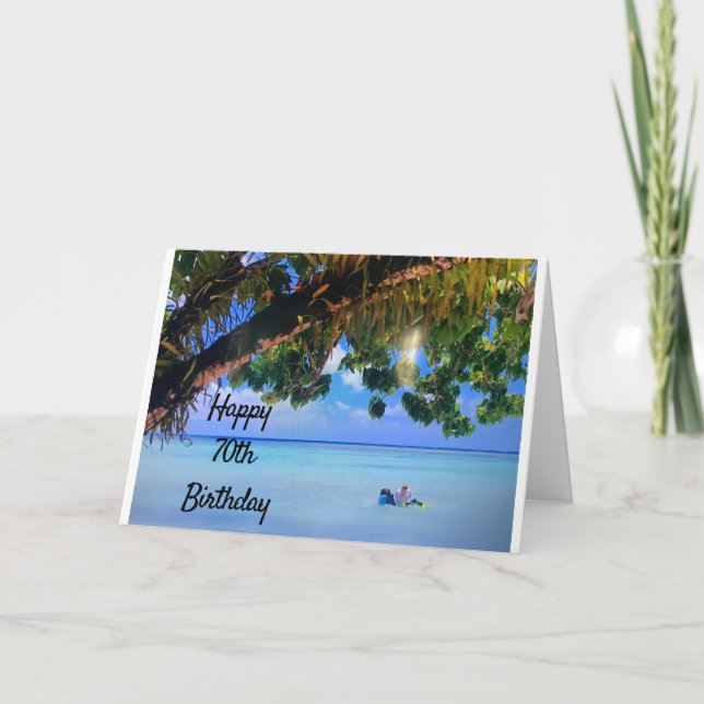 **70th BIRTHDAY WISHES ARE LIKE DAY AT BEACH Card (Front)