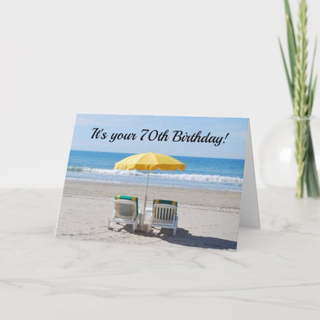 **70th BIRTHDAY WISHES ARE LIKE DAY AT BEACH Card (Front)