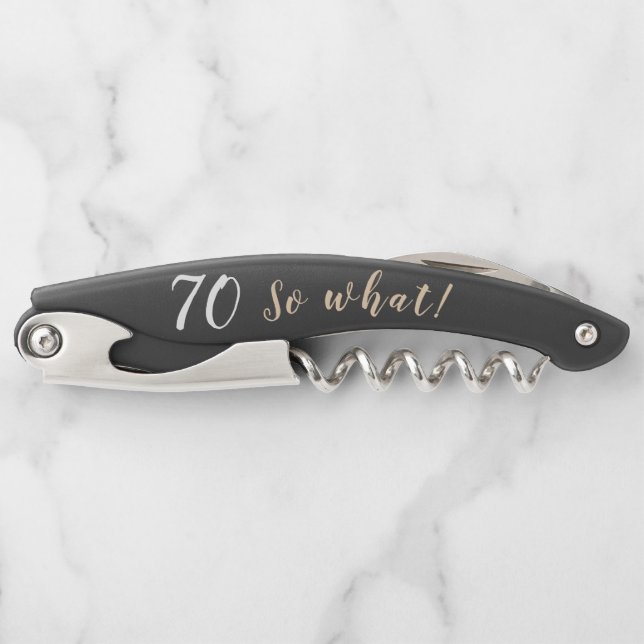70th Birthday with Name Motivational Funny Corkscrew (Front)