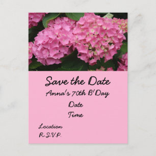 70th Birthday with pink hydrangea flowers Postcard