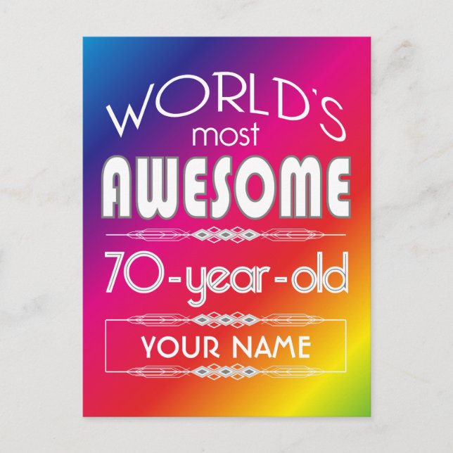 70th Birthday Worlds Best Fabulous Rainbow Postcard (Front)