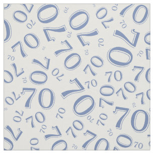 70th Cool Number Pattern Blue and White 70 Fabric