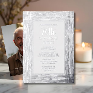 70th Custom Birthday Party Silver Textured Classy 