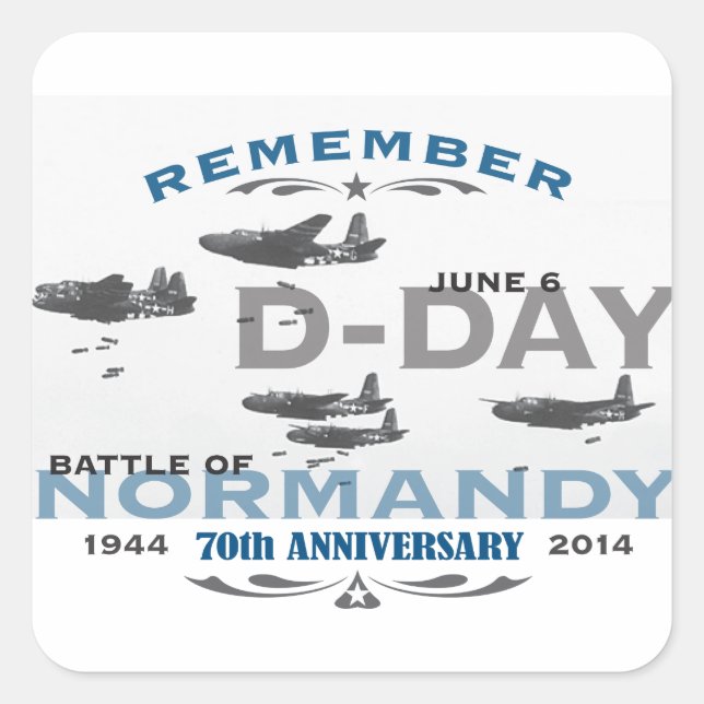 70th D-Day Air Battle of Normandy Anniversary Square Sticker (Front)