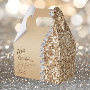 70th Elegant Gold Birthday Favour Box