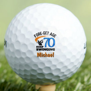 70th Gift for Coworker Funny Blue Custom Golf Balls