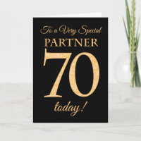 70th Gold-effect on Black, for Partner Birthday