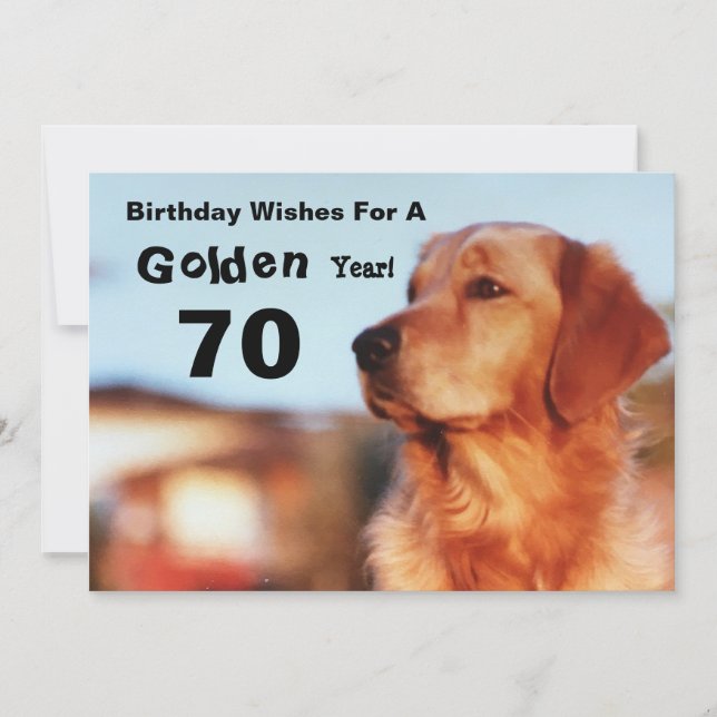 70th Golden Years Birthday Golden Retriever Card (Front)