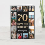 70th Happy Birthday Black and Gold Photo Collage Card<br><div class="desc">70th Happy Birthday Black and Gold Photo Collage Birthday Card. For further customisation,  please click the "Customise it" button and use our design tool to modify this template.</div>