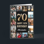 70th Happy Birthday Black and Gold Photo Collage Card<br><div class="desc">70th Happy Birthday Black and Gold Photo Collage Birthday Card. For further customisation,  please click the "Customise it" button and use our design tool to modify this template.</div>