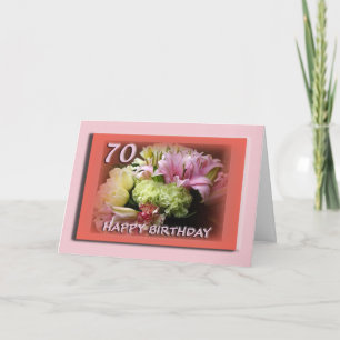 70th Happy Birthday Card - Flower bouquet