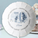 70th Happy Birthday Coastal Blue Floral Number 70 Balloon<br><div class="desc">70th birthday balloon with fully editable wording to personalise as you wish. Design features number 70 decorated with rose buds, flower blooms and foliage in shades of coastal blue and sand. Subtle feminine and elegant design with watercolor floral arrangements, paint splatters and brush strokes. Perfect for 70th birthday celebration with...</div>