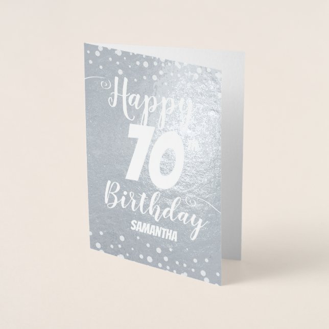 70th Happy Birthday Custom Foil Card (Front)
