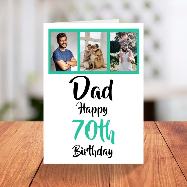 70th happy birthday Dad photo collage Card (Creator Uploaded)