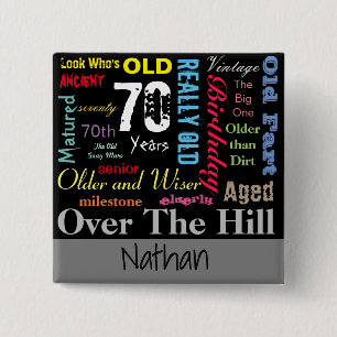 70th Happy BIrthday in a Graffiti Style 15 Cm Square Badge