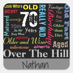 70th Happy Birthday in a Graffiti Style Square Sticker