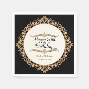 70th Happy Birthday Party Celebration Round Decor Napkin
