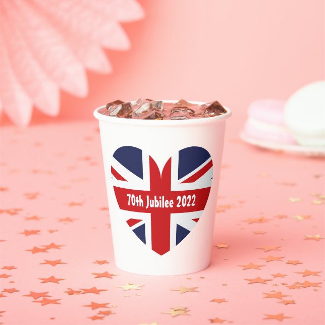 70th Jubilee 2022 British Flag Paper Cups (Insitu)