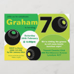 70th Lawn Bowls Barefoot Bowling Birthday Invitation<br><div class="desc">Have your next big birthday bash at a Lawn Bowls Club? Then look no further than this fun, vibrant invitation with green hues to celebrate the outdoor lawn bowls occasion with plenty or text room to let guest know that it will be a barefoot event, or change the wording to...</div>