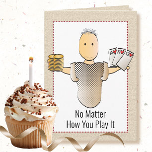 70th Male Cartoon Funny Saying Gambling Birthday  Card