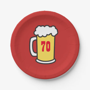 70th Milestone Birthday Party Beer Plates