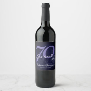 70th Party Birthday / Anniversary Purple White Wine Label