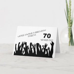 70th party invitation with a cheering crowd