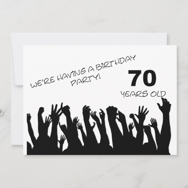 70th party invitation with cheering crowds (Front)