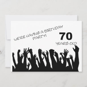 70th party invitation with cheering crowds