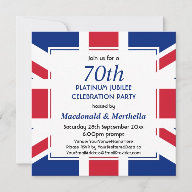 70th Platinum Celebration UNION JACK Invitation (Front)