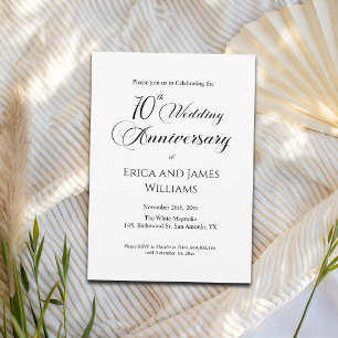 70th Platinum Wedding Anniversary Elegant Script Invitation
