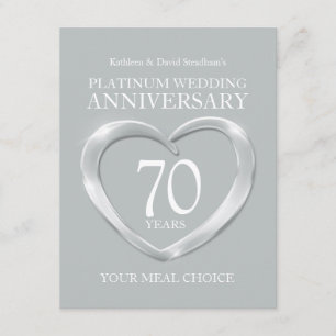 70th Platinum Wedding Anniversary meal choice Enclosure Card