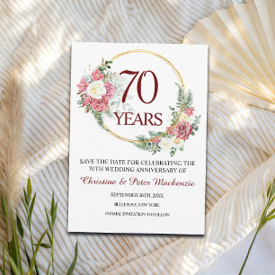 70th Platinum Wedding Anniversary Save The Date