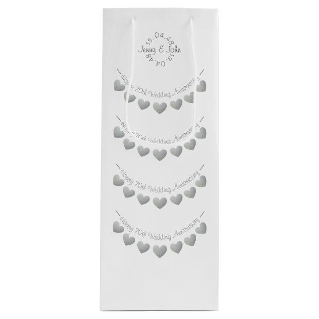 70th Platinum Wedding Anniversary Wine Gift Bag (Front)