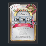 70th Poker Playing Card Casino Birthday Invitation<br><div class="desc">Poker Playing Card Casino Gold birthday invitation. Casino theme gold glitter invite,  18th 20th 21st 30th 40th 50th 60th 70th 80th 90th 100th,  Any age. For further customisation,  please click the "Customise it" button and use our design tool to modify this template.</div>