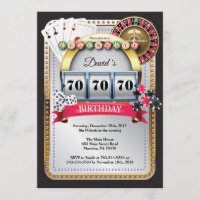 70th Poker Playing Card Casino Birthday Invitation