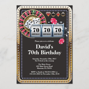 70th Poker Playing Card Casino Birthday Invitation