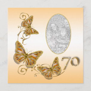 70th seventieth birthday autumn photo invitation